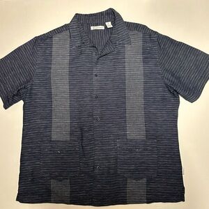 Cubavera Mens Guayabera Linen Blend Button Down Shirt